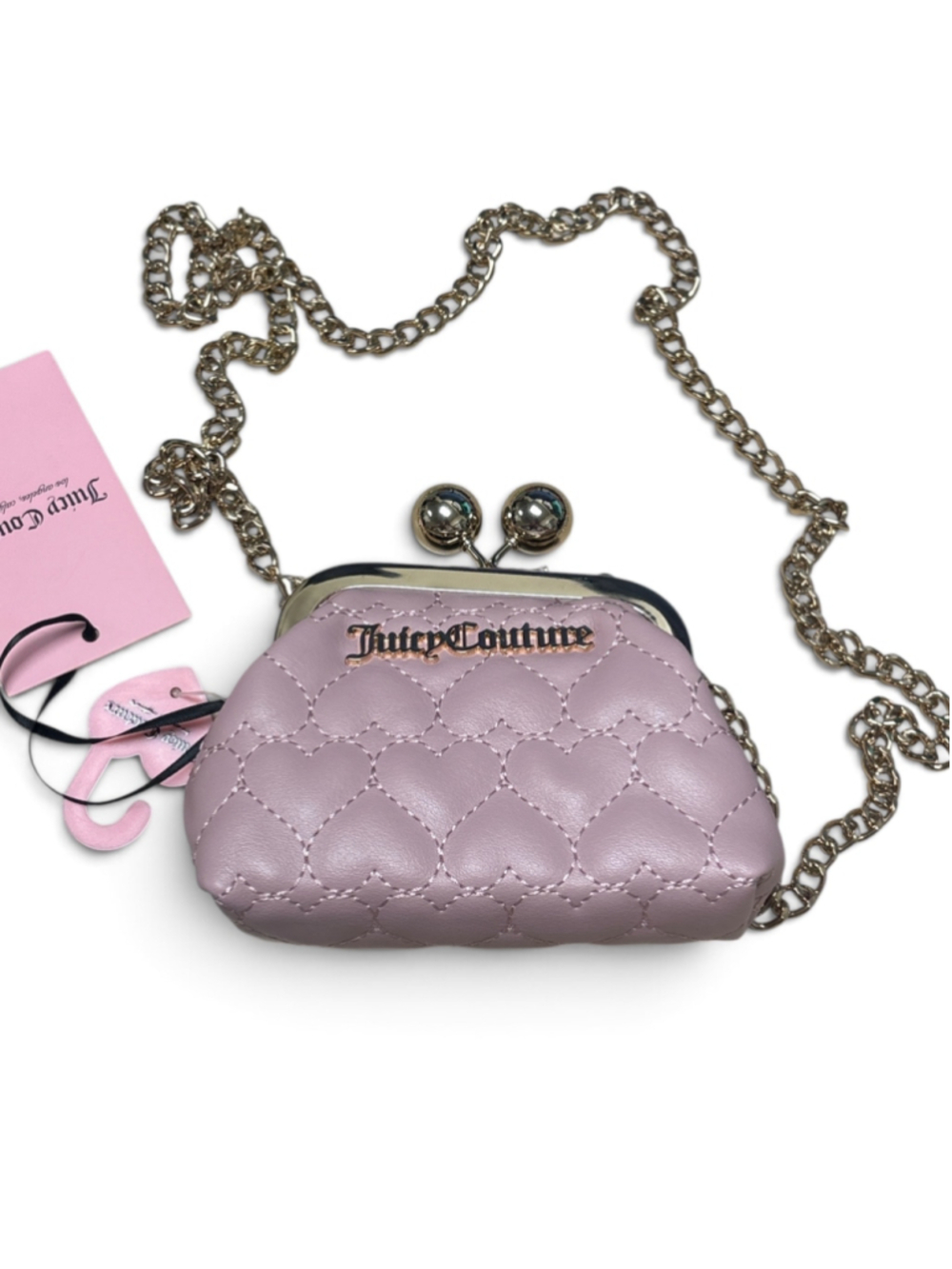 Juicy Couture Dusty Blush Heart Quilted Kisslock Mini Bag One Size